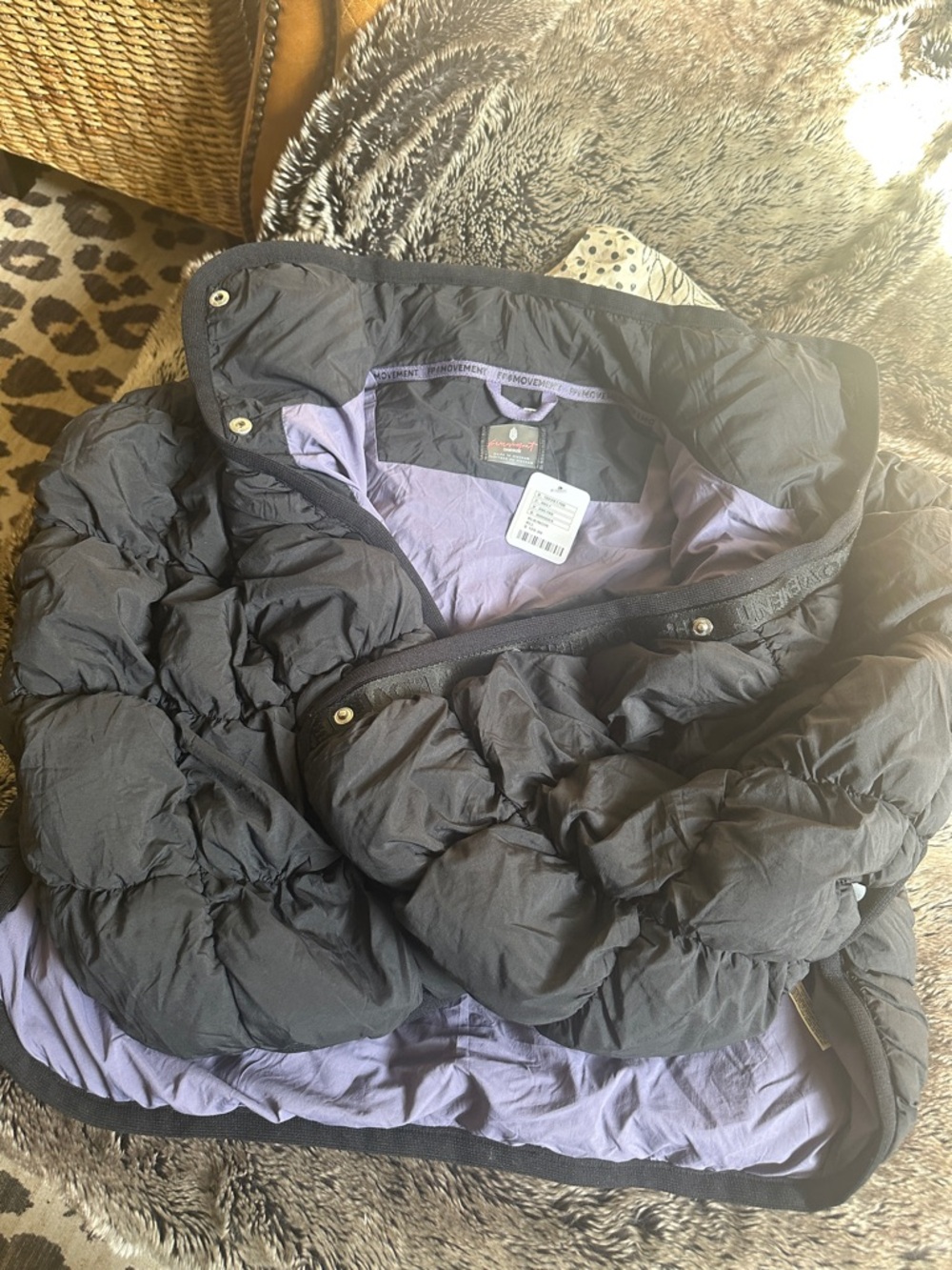 FP Movement Wind Cheater Quilted Wrap Light Purple Lining